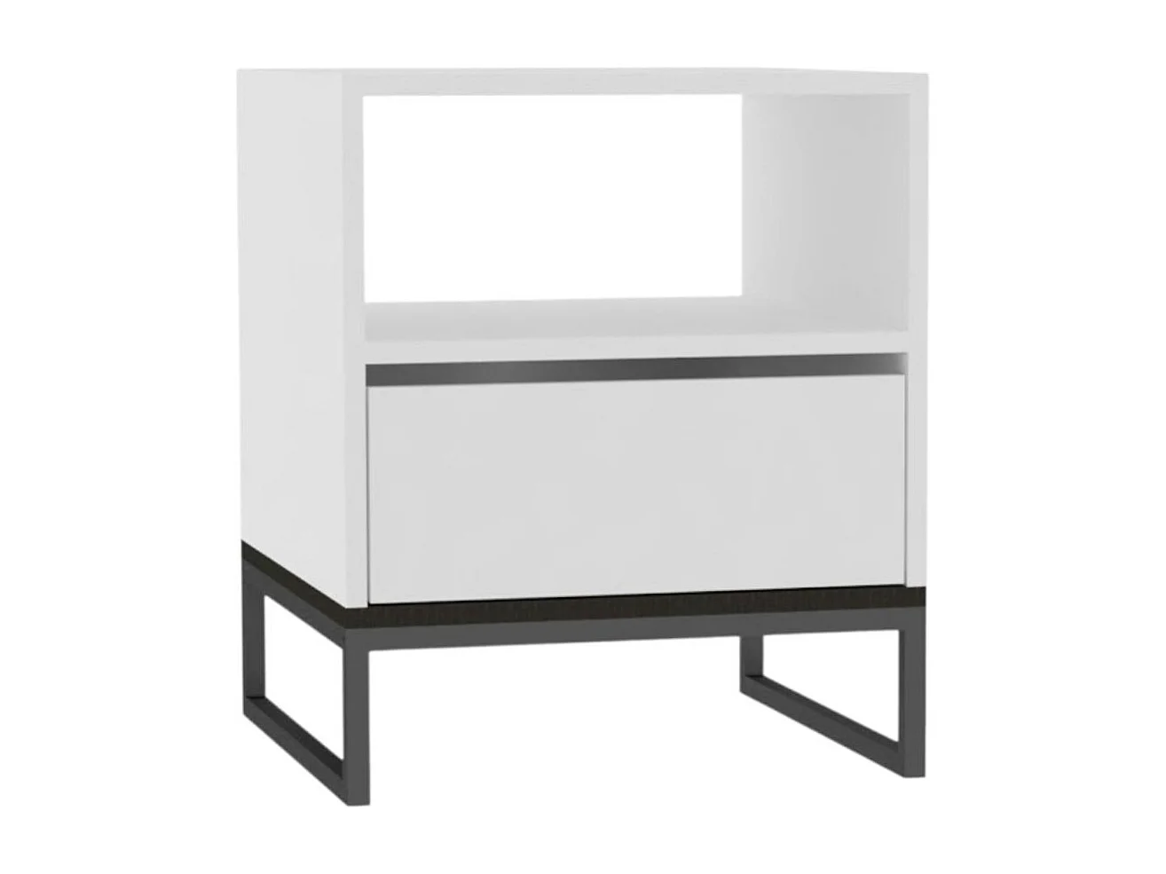 Table de chevet blanche moderne 1 tiroir 1 niche JENA