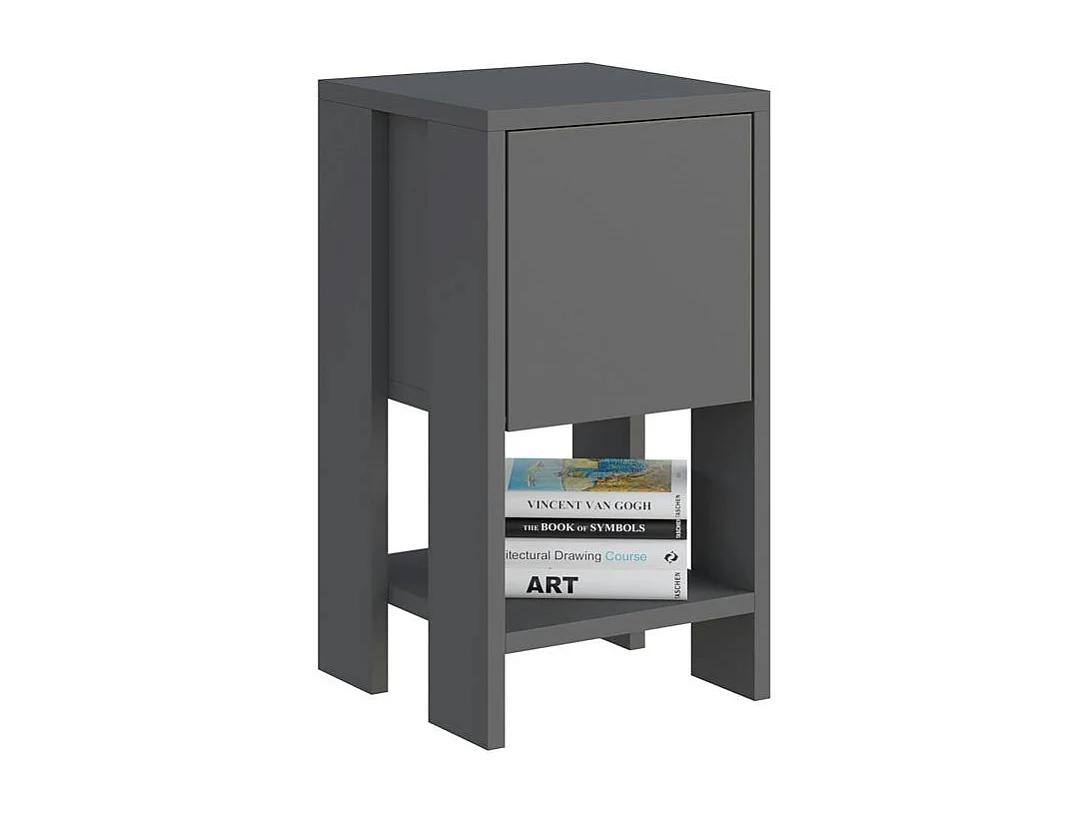 Petite table de chevet grise avec porte abattante MARFA