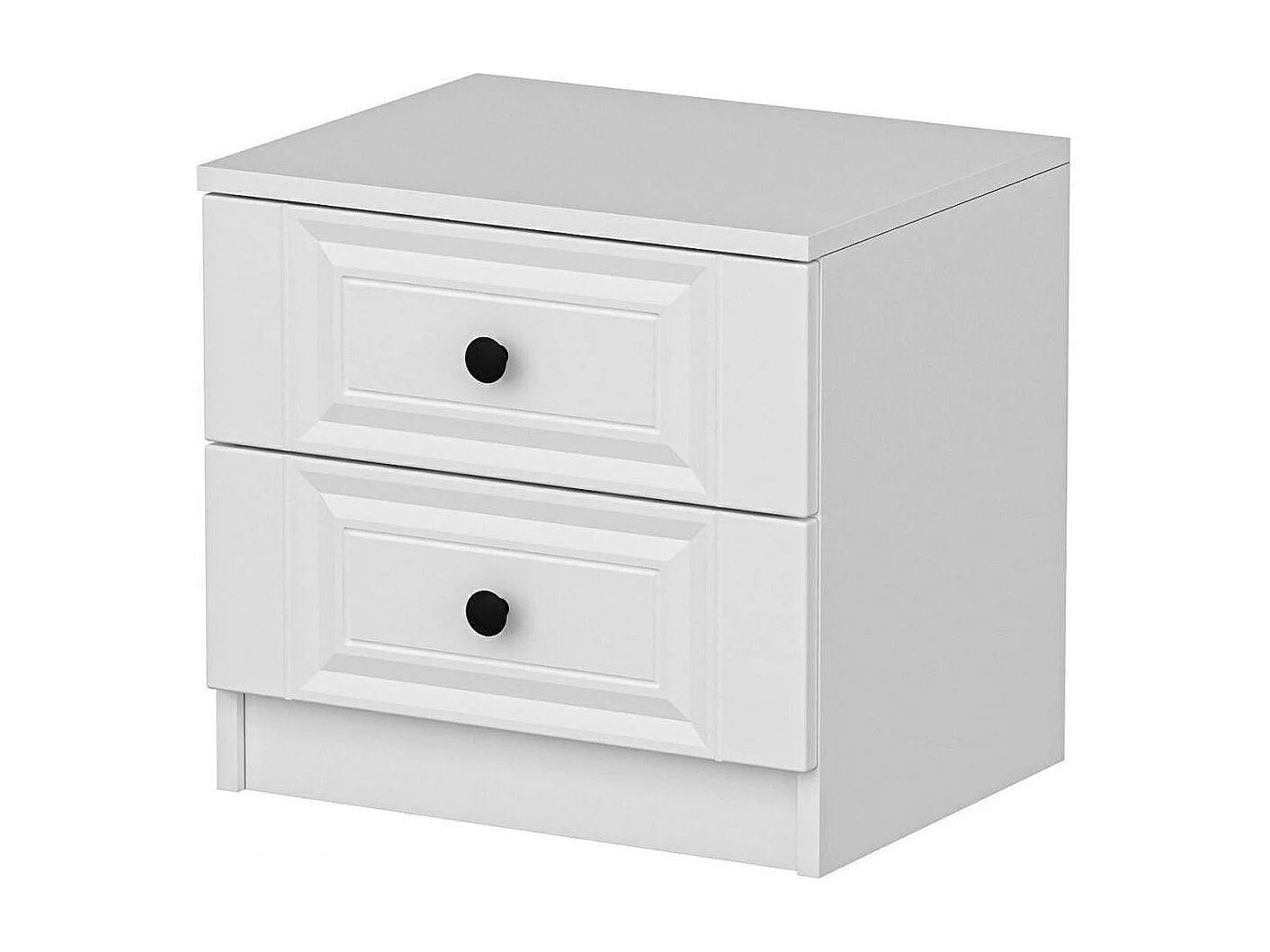 Table de chevet blanche 2 tiroirs avec moulures MARFA