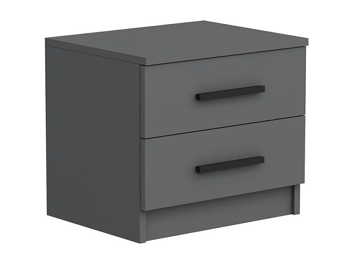 Table de chevet grise 2 tiroirs à poignée baguette MARFA