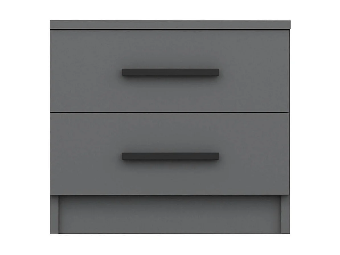 Table de chevet grise 2 tiroirs à poignée baguette MARFA