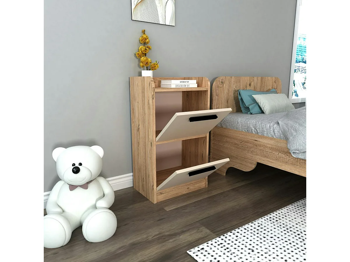 Table de chevet haute 2 portes beiges MARFA