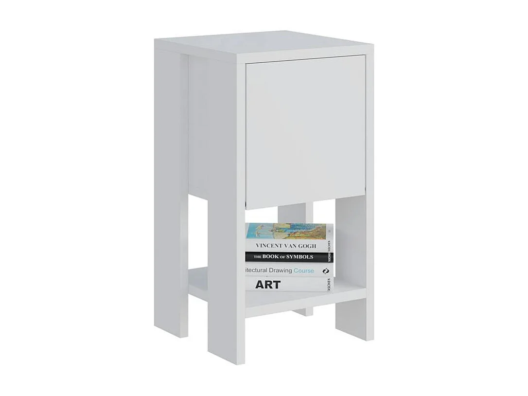 Table de chevet blanche compacte à porte abattante MARFA