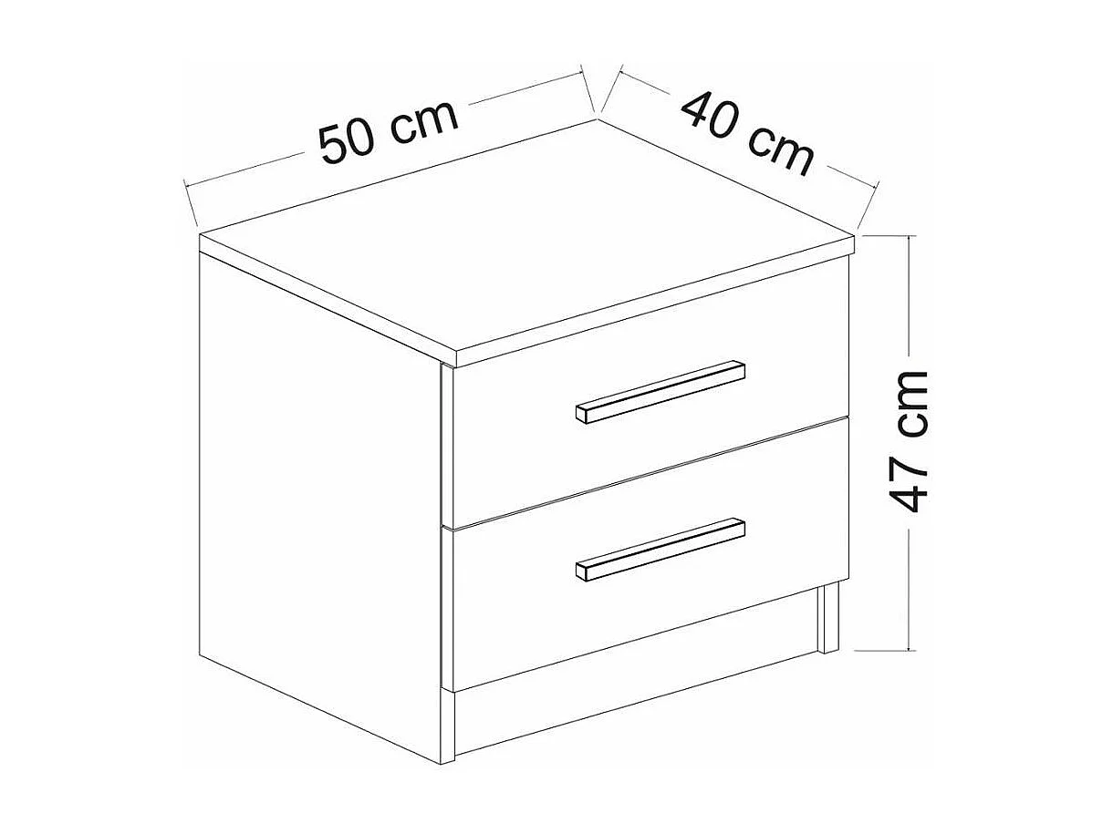 Table de chevet blanche 2 tiroirs à poignée baguette MARFA