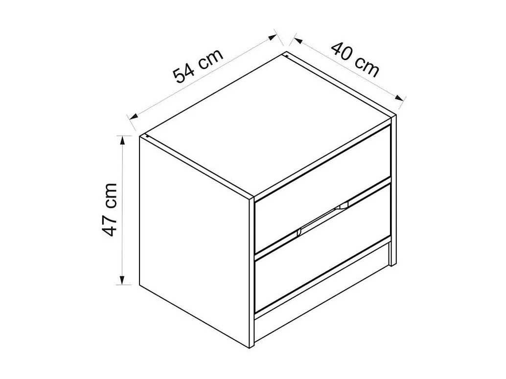 Table de chevet moderne 2 tiroirs décor bois et blanc BYRON