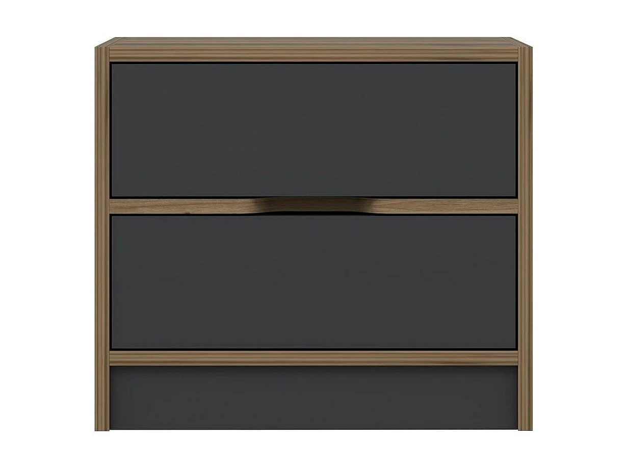 Table de chevet moderne 2 tiroirs décor bois et gris BYRON