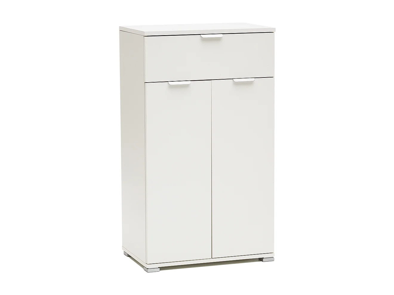 Weißer Nachttisch/Schrank 45×85×38 cm mit 2 Türen & Schublade | Platzsparend & Montiert für Schlafzimmer, Flur, Bad, Wohnzimmer