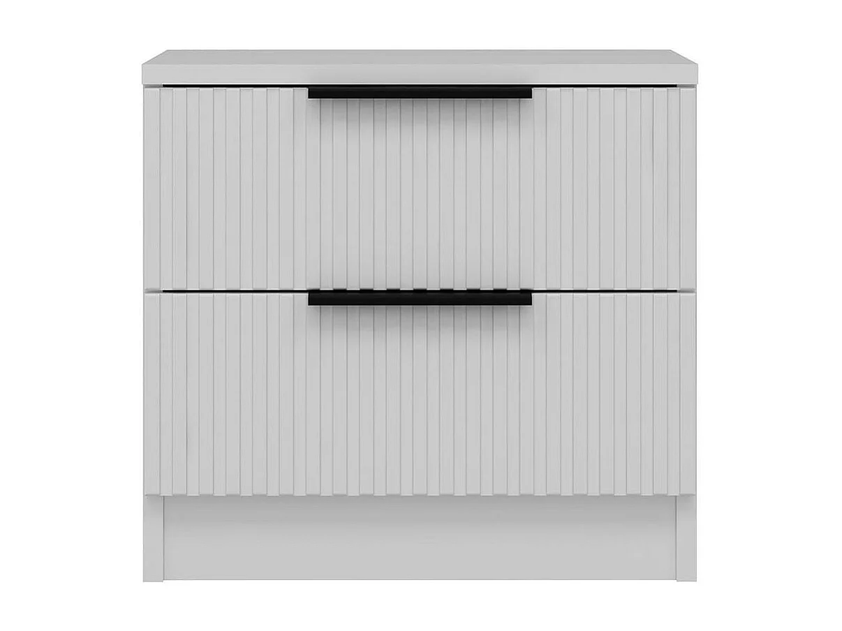 Table de chevet blanche 2 tiroirs rainurés à poignées BYRON