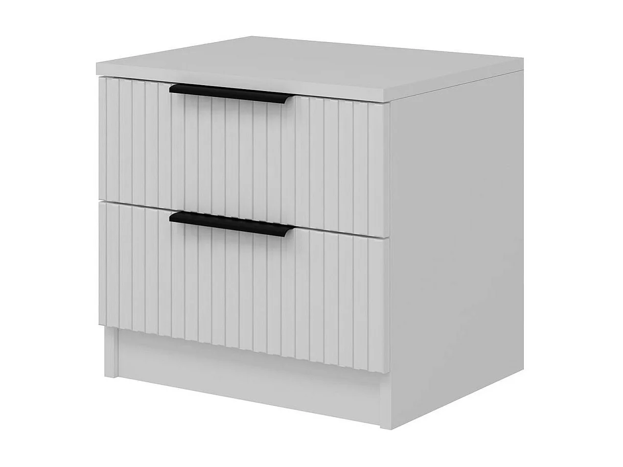 Table de chevet blanche 2 tiroirs rainurés à poignées BYRON