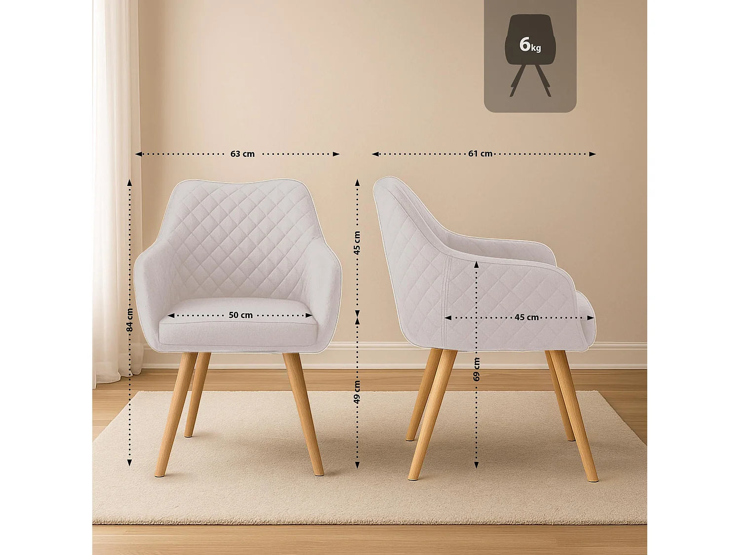 chaise salle à manger - Tissu & Nature - Crème - Gent