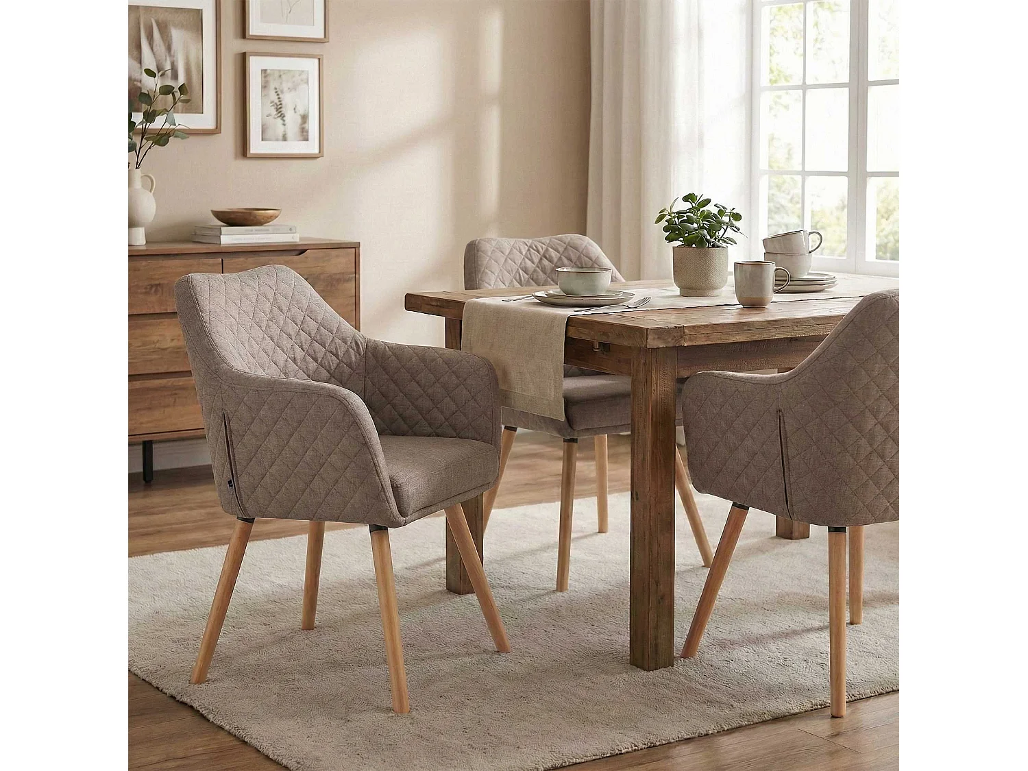 chaise salle à manger - Tissu & Nature - Taupe - Gent