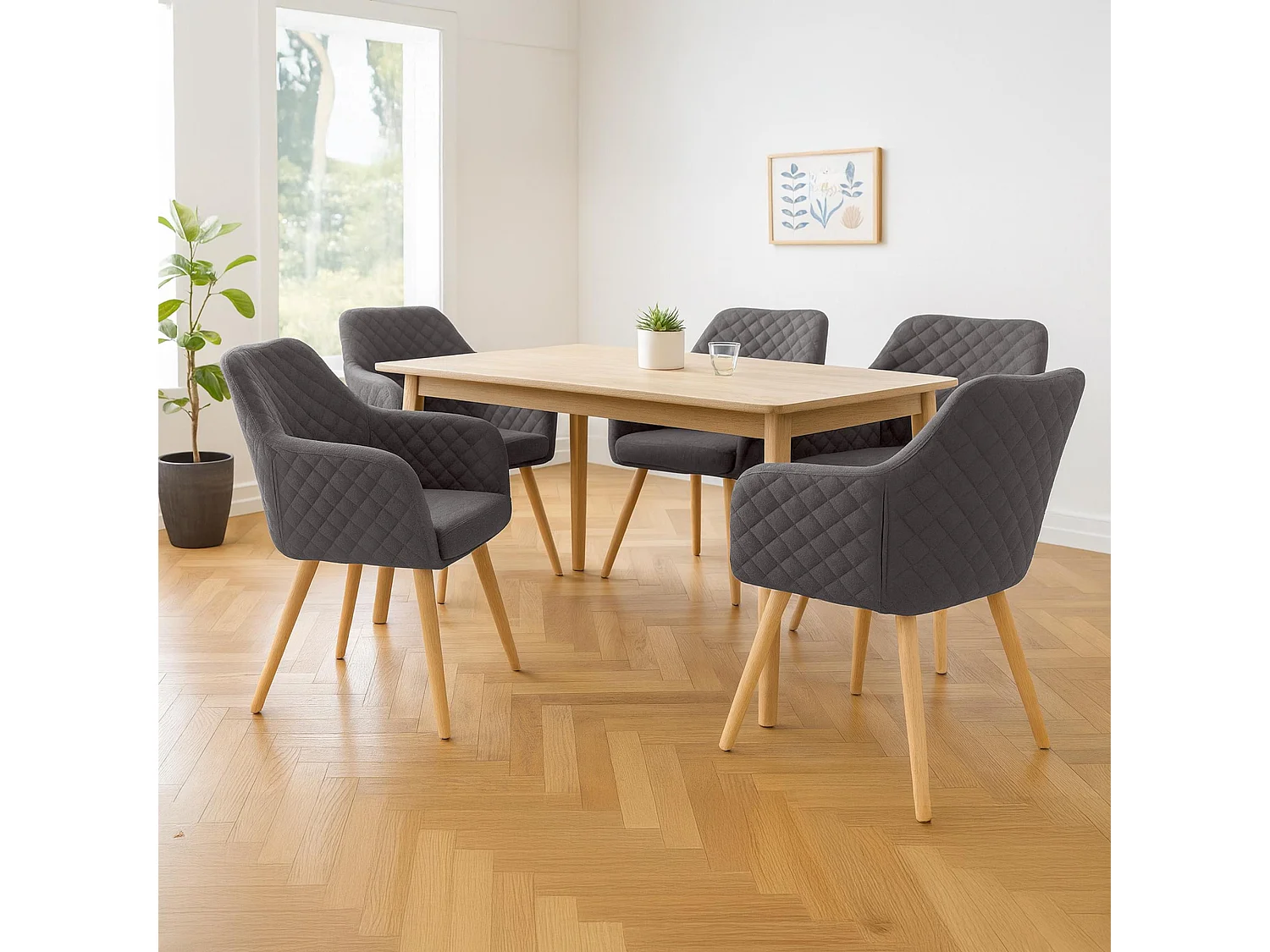 chaise salle à manger - Tissu & Nature - Gris foncé - Gent