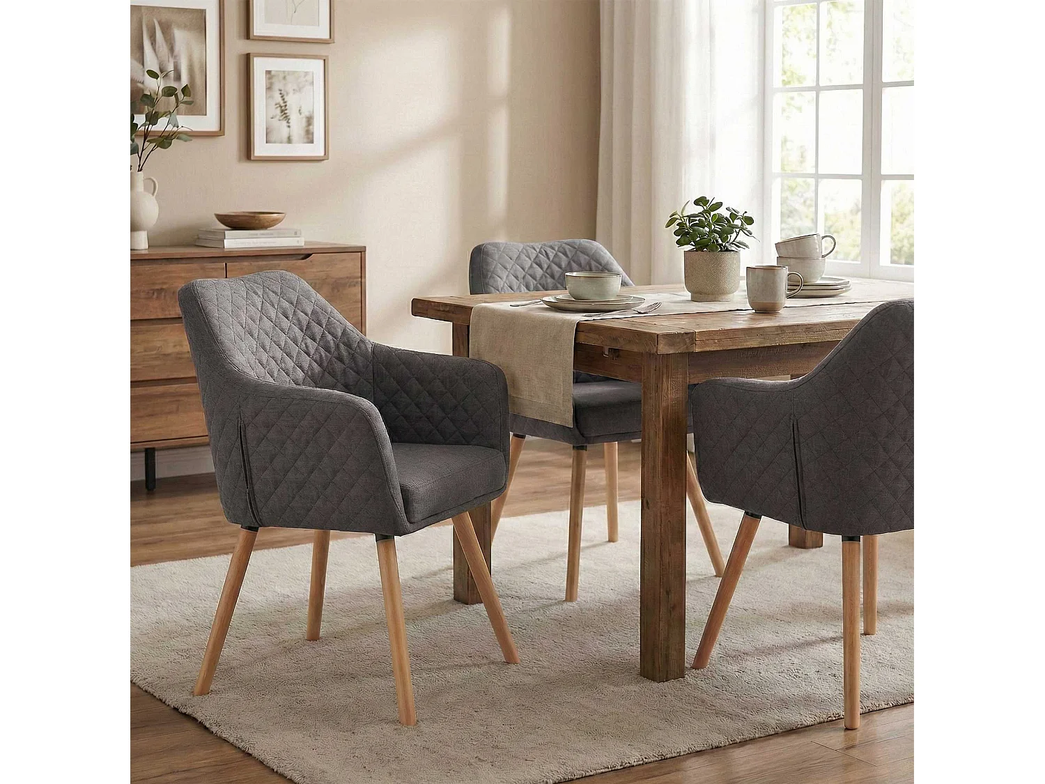 chaise salle à manger - Tissu & Nature - Gris foncé - Gent