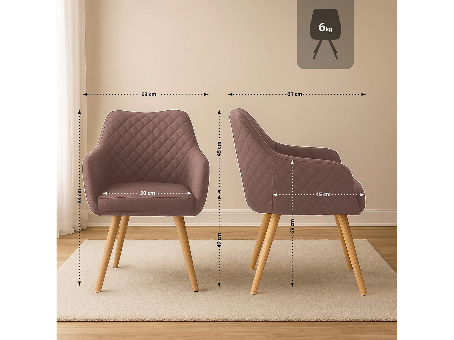 chaise salle à manger - Tissu & Nature - Marron - Gent