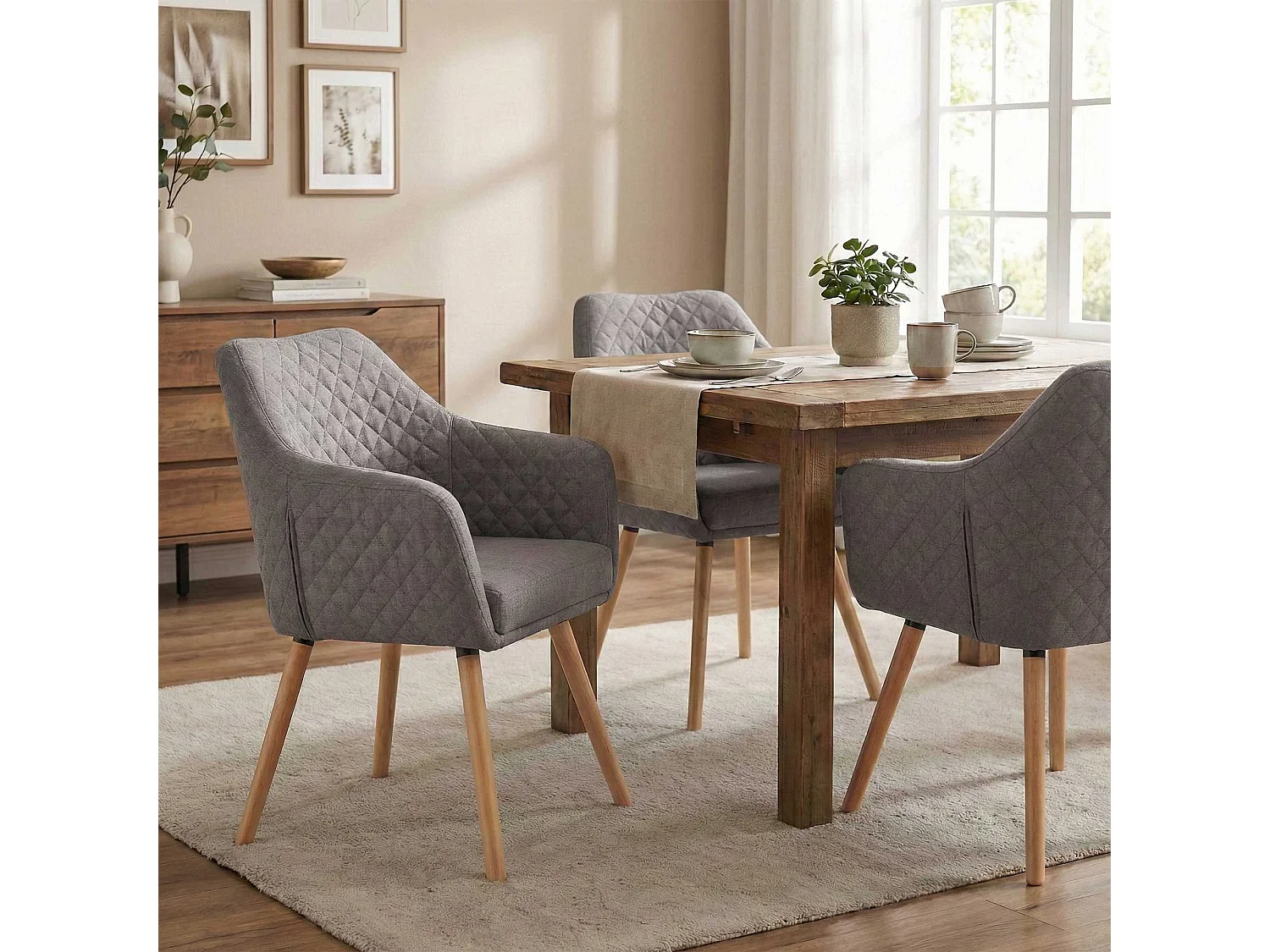 chaise salle à manger - Tissu & Nature - Gris - Gent