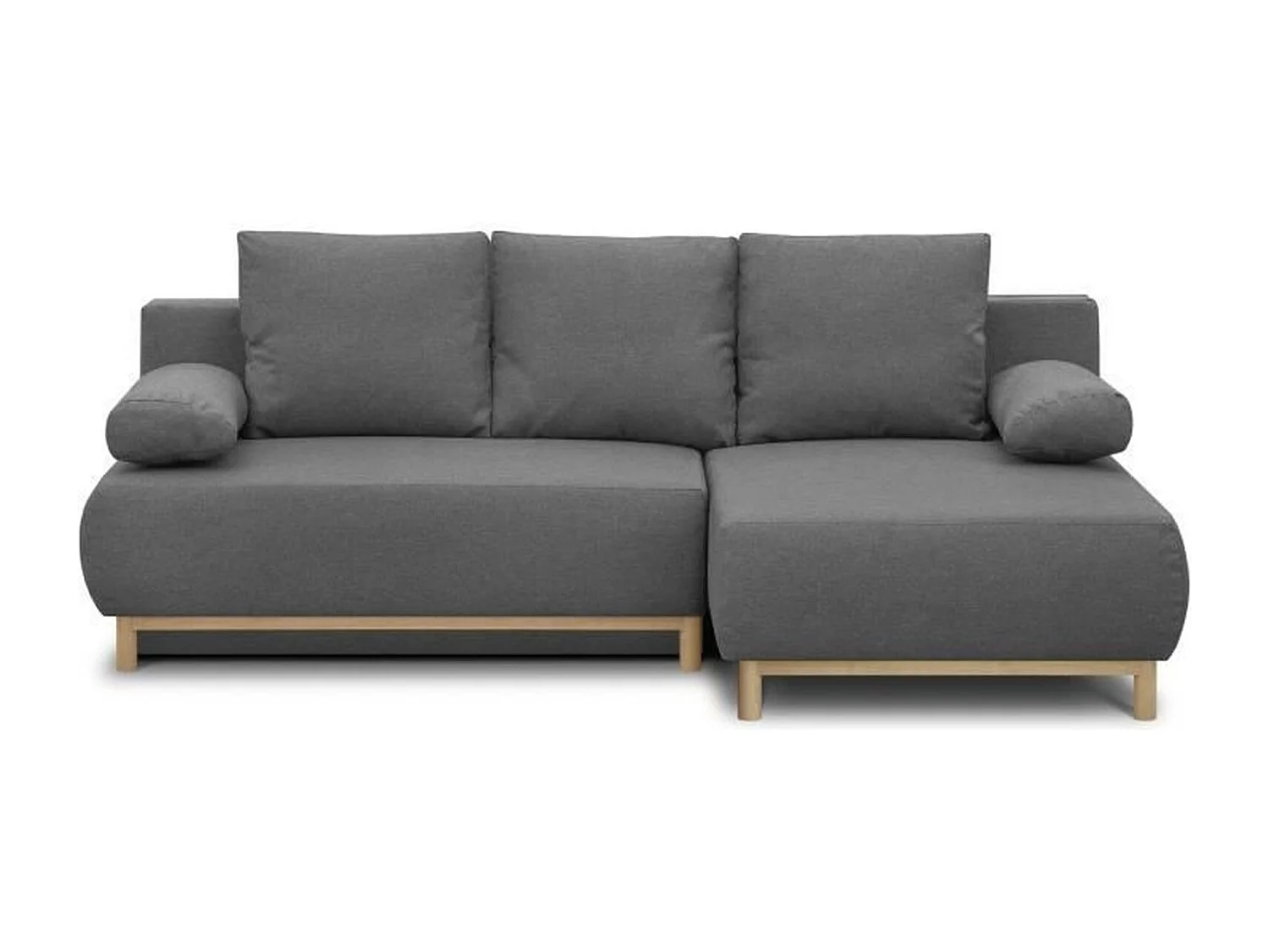 Rechtsseitiges Ecksofa 3-Sitzer MIKA hellgrau mit Stauraum und Schlafgelegenheit 130x210 cm, Japandi-Stil