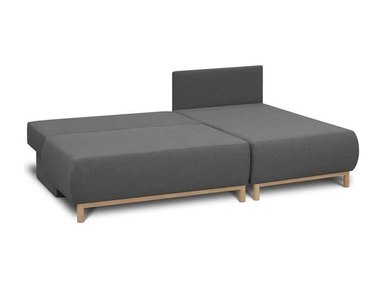 Rechtsseitiges Ecksofa 3-Sitzer MIKA hellgrau mit Stauraum und Schlafgelegenheit 130x210 cm, Japandi-Stil