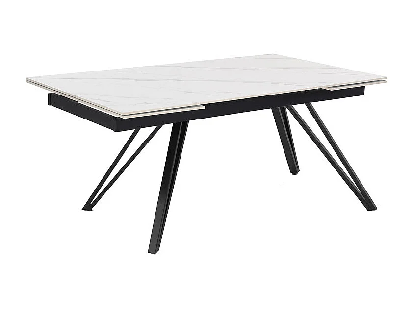 Table extensible 180 à 260 cm céramique blanc marbré pieds en V - NEVADA 10