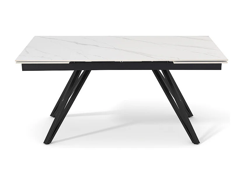 Table extensible 180 à 260 cm céramique blanc marbré pieds en V - NEVADA 10