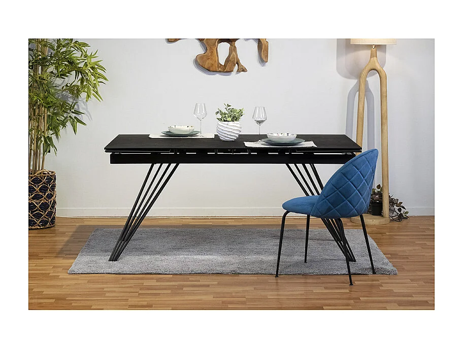 Table extensible 180 à 260 cm céramique gris anthracite pieds filaires - UTAH 01