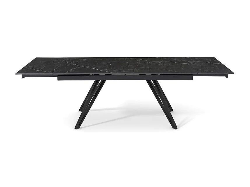 Table extensible 180 à 260 cm céramique noir marbré pieds en V - INDIANA 10