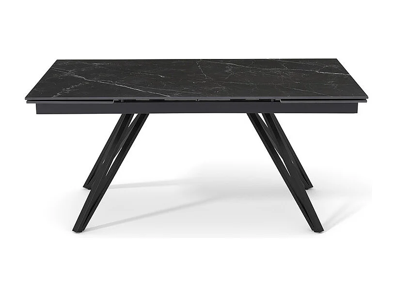 Table extensible 180 à 260 cm céramique noir marbré pieds en V - INDIANA 10