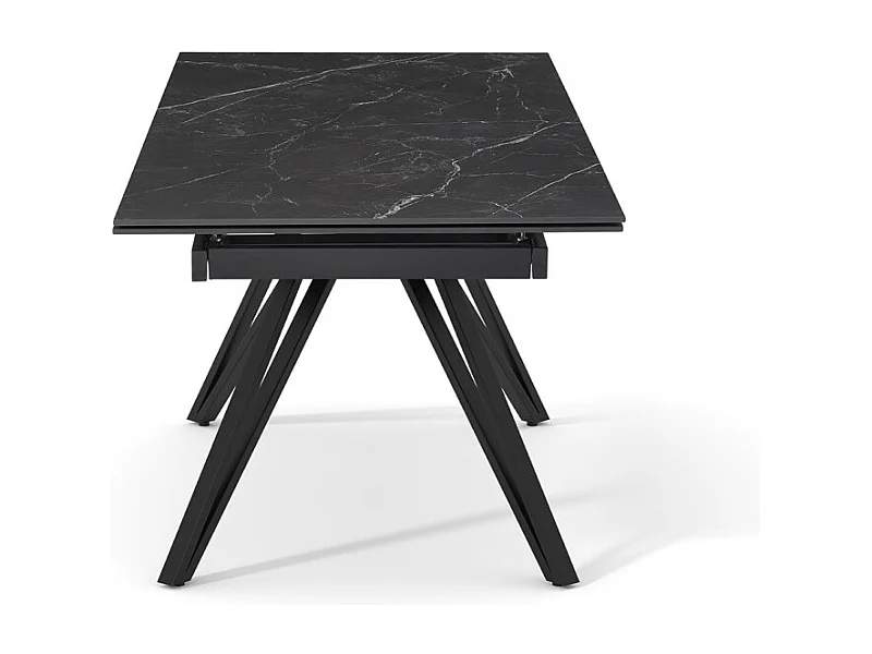 Table extensible 180 à 260 cm céramique noir marbré pieds en V - INDIANA 10