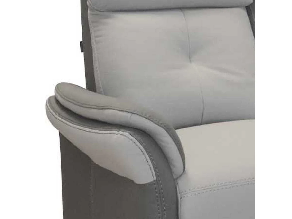 Canapé 2 places fixe tissu micro grain gris perle et gris plomb - DJINO