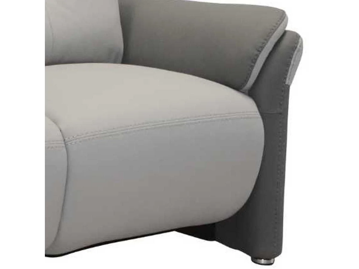 Canapé 2 places fixe tissu micro grain gris perle et gris plomb - DJINO