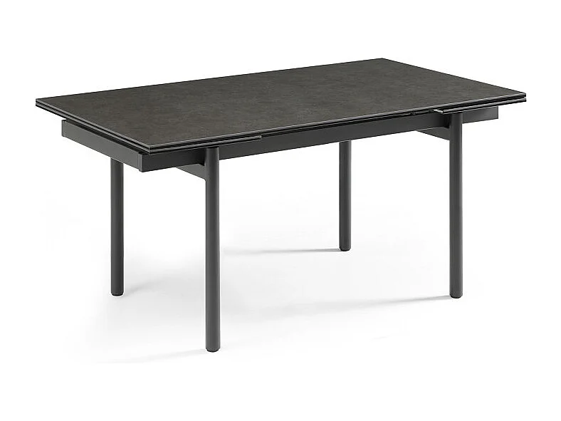 Table extensible 180 à 260 cm céramique gris anthracite pieds droits - UTAH 09