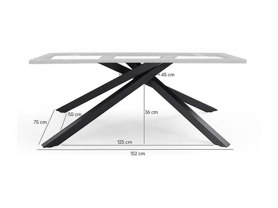 Table extensible 180 à 260 cm céramique gris anthracite pied torsadé - UTAH 05