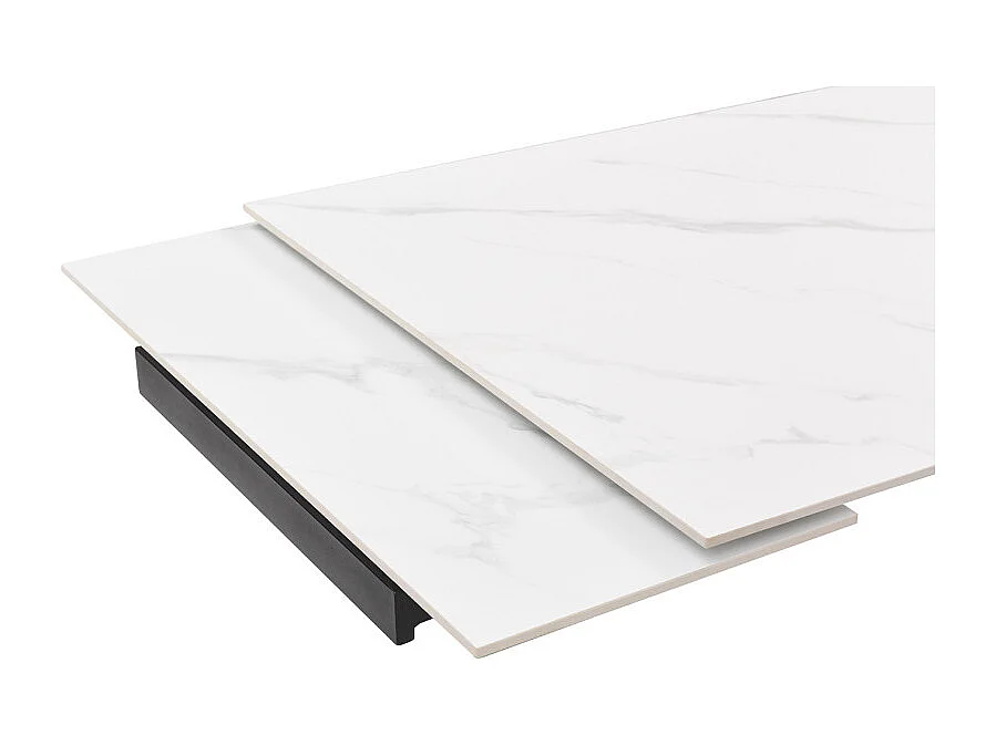 Table extensible 160 à 240 cm céramique blanc marbré pieds en V - NEVADA 10