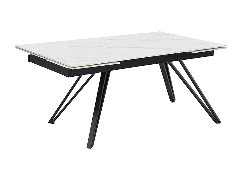 Table extensible 160 à 240 cm céramique blanc marbré pieds en V - NEVADA 10