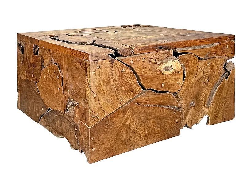 Table basse carrée 70 x 70 cm assemblage bois de teck – TEKKU 3