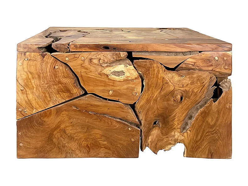 Table basse carrée 70 x 70 cm assemblage bois de teck – TEKKU 3
