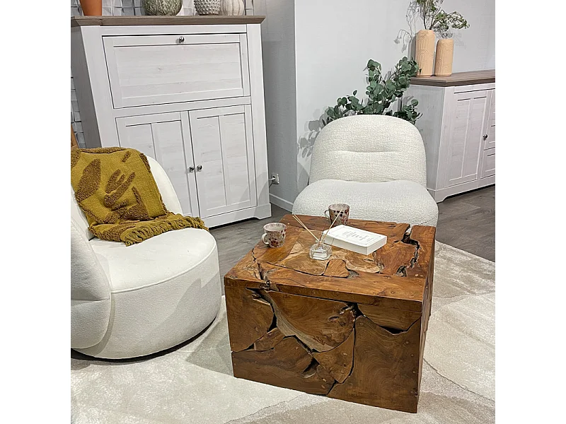 Table basse carrée 70 x 70 cm assemblage bois de teck – TEKKU 3