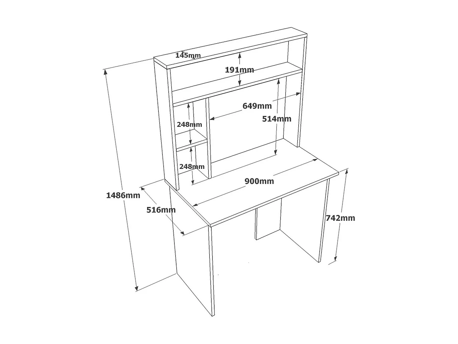 Bureau ado gris décor bois avec rangement haut MARFA