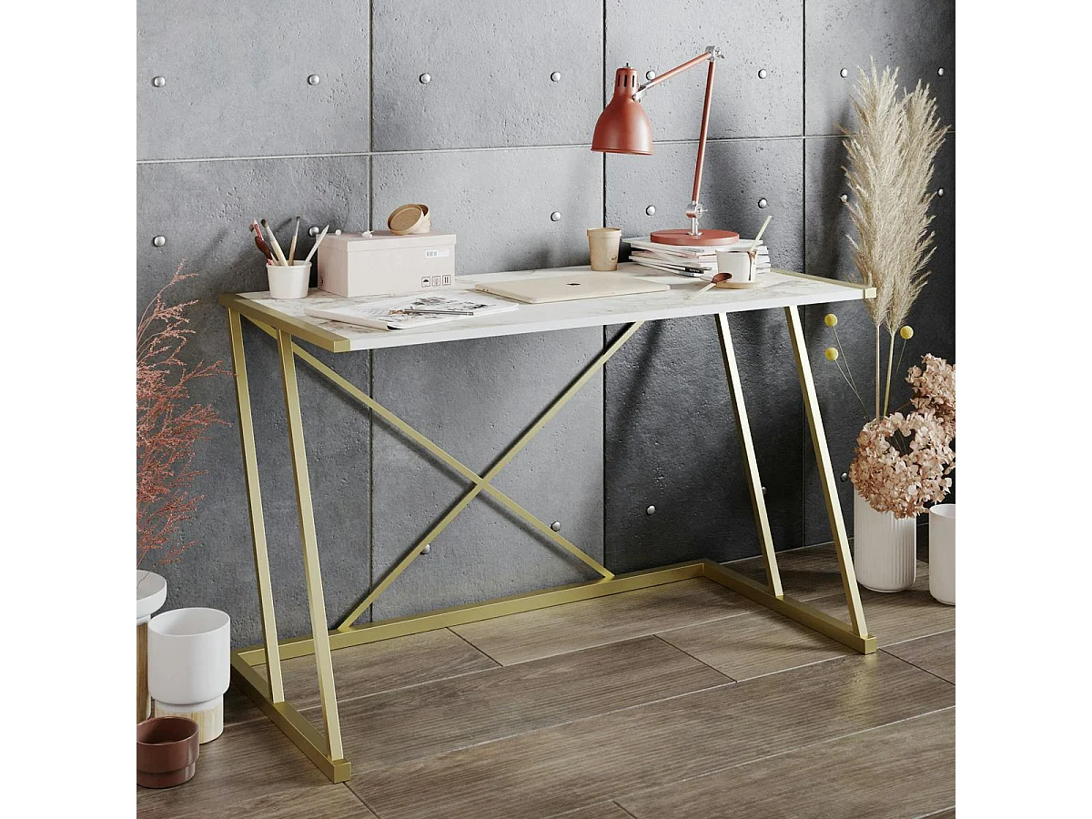 Bureau moderne chic avec plateau décor marbre JENA