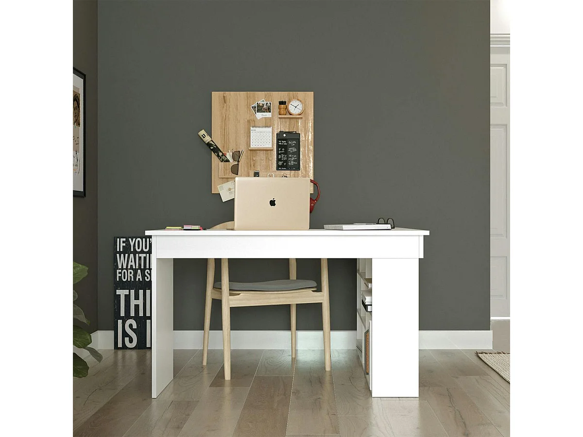 Bureau d'angle blanc avec niches de rangement MARFA