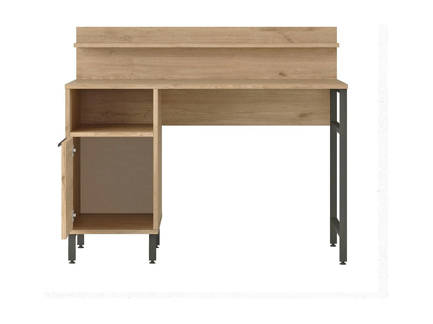 Bureau moderne décor bois avec rangement et étagère JENA