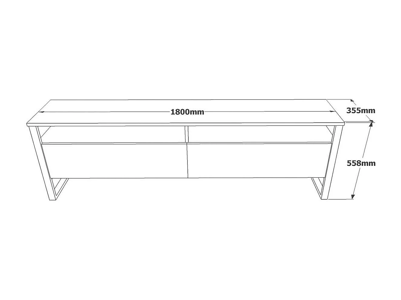 Meuble TV campagne décor bois 4 espaces de rangement JENA