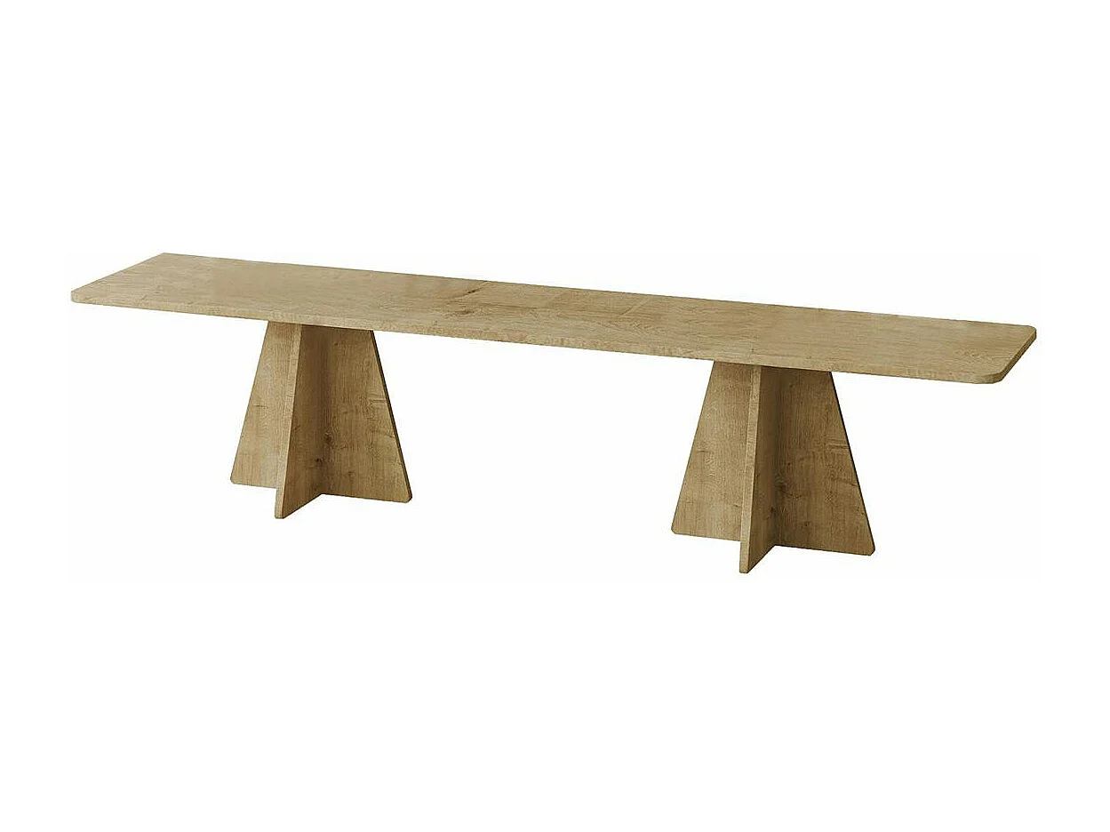 Banc TV design décor bois bords arrondis pieds croisés MARFA