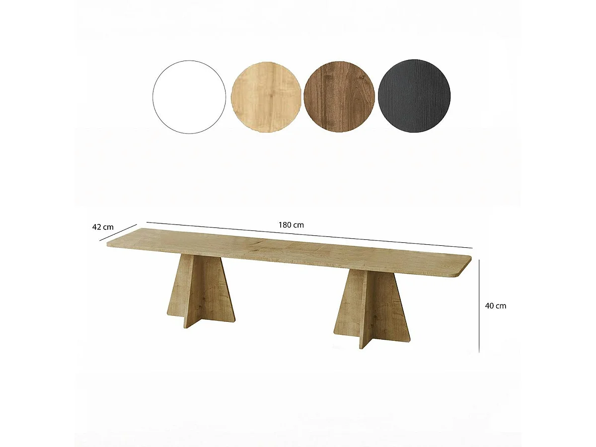 Banc TV design décor bois bords arrondis pieds croisés MARFA