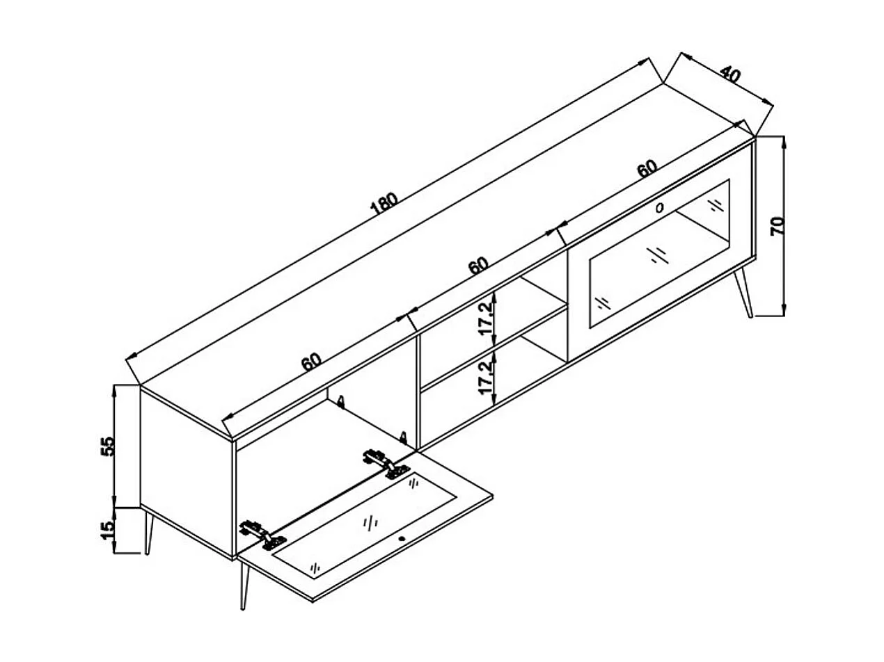 Meuble TV industriel 2 portes grillagées 2 niches JENA