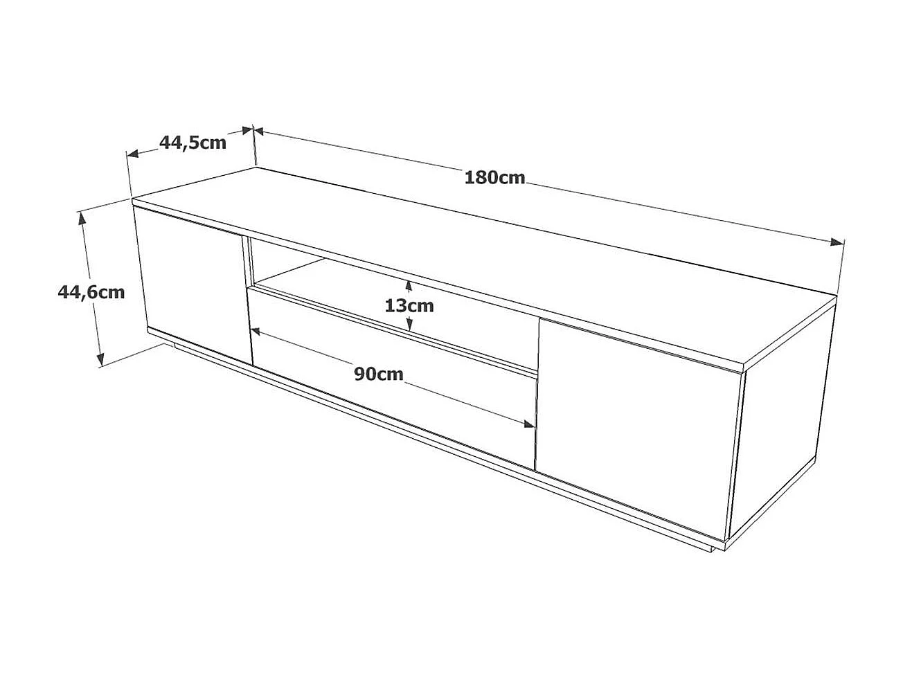 Meuble TV moderne gris et décor bois 1 niche centrale MARFA