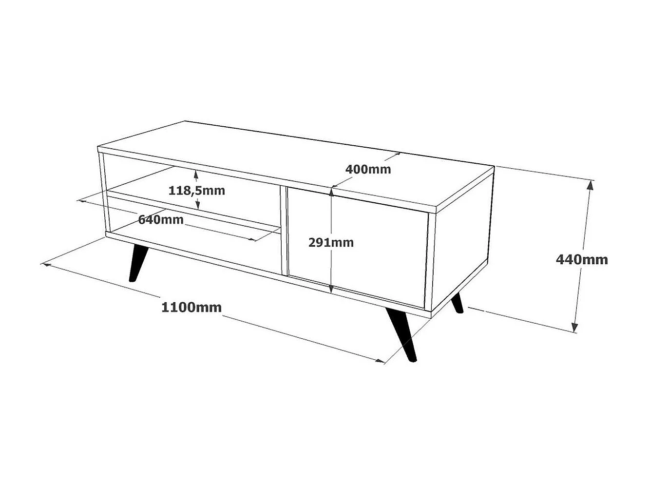 Petit meuble TV décor bois de pin avec rangement MARFA