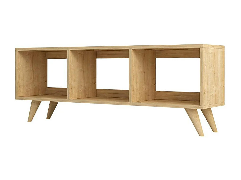 Meuble TV scandinave 3 niches ouvertes pieds obliques MARFA