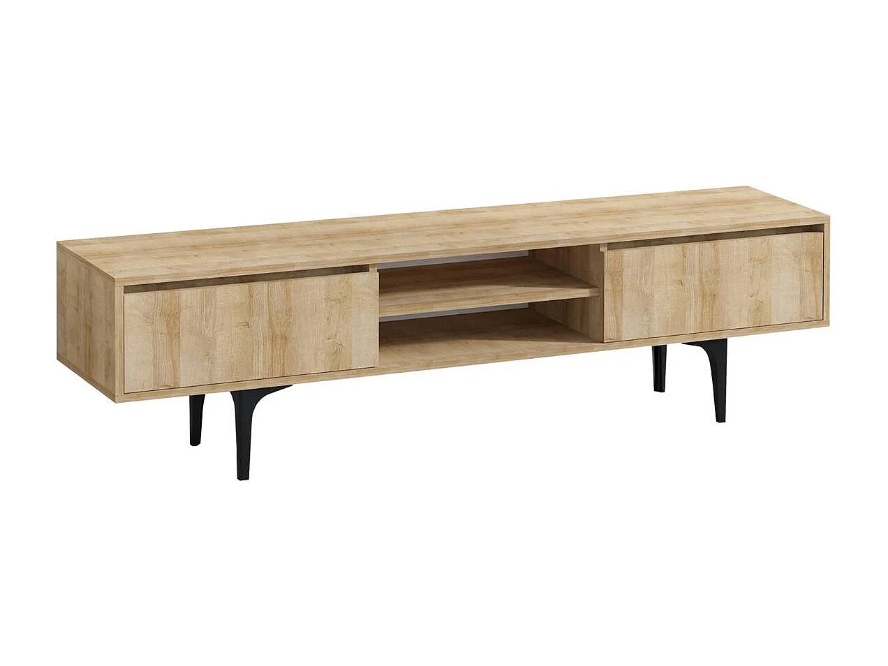 Meuble TV scandinave décor bois 2 tiroirs coulissants UMEA