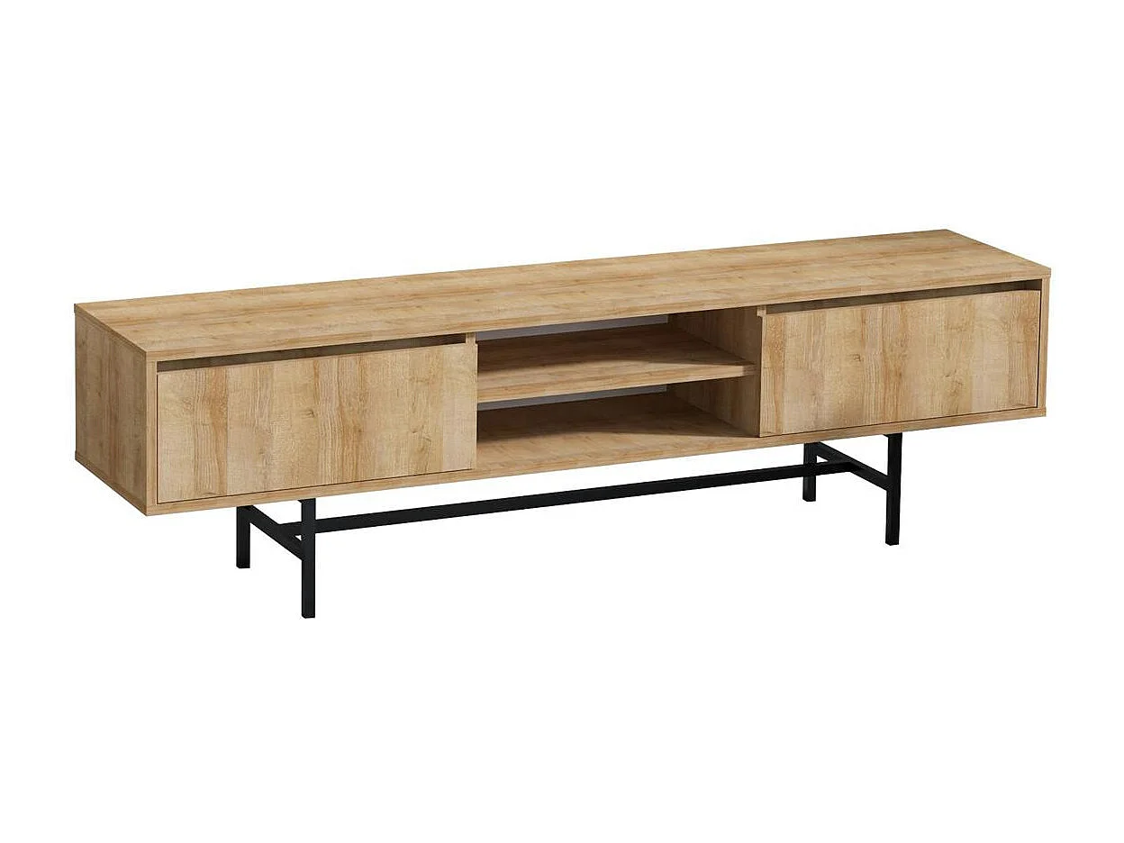 Meuble TV scandinave 2 tiroirs coulissants 2 niches JENA