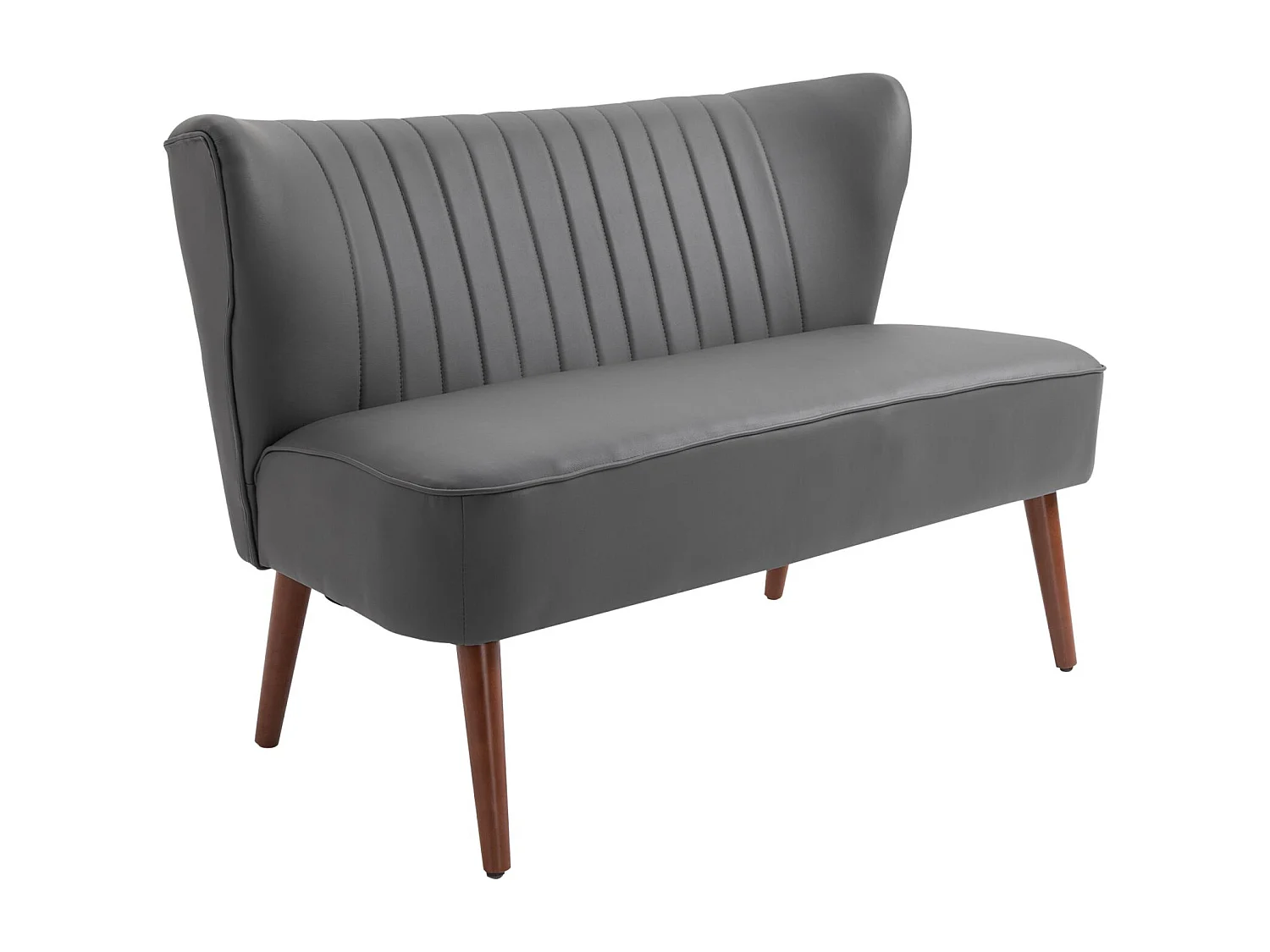 Easycomfort Divano A 2 Posti Dal Design Moderno, Telaio In Legno E Rivestimento In Pelle Sintetica Grigia, 108.5 X 61 X 79cm